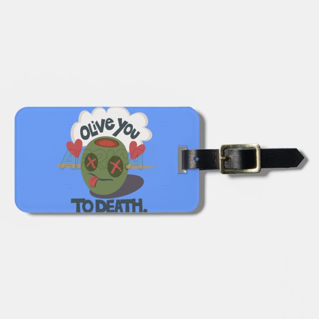 Étiquette À Bagage Whimsical "Olive My Heart" Drôle Visage Design (Devant horizontal)