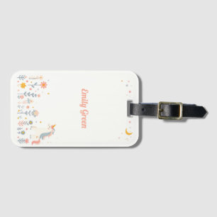 Étiquette À Bagage Whimsical Unicorn and Flowers Lugggage