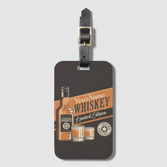 Étiquette À Bagage Whiskey Liquor Bottle Western Bar (Devant Vertical)