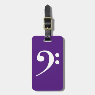 Étiquette À Bagage White Bass Clef on Purple Musical Instrument Jazz