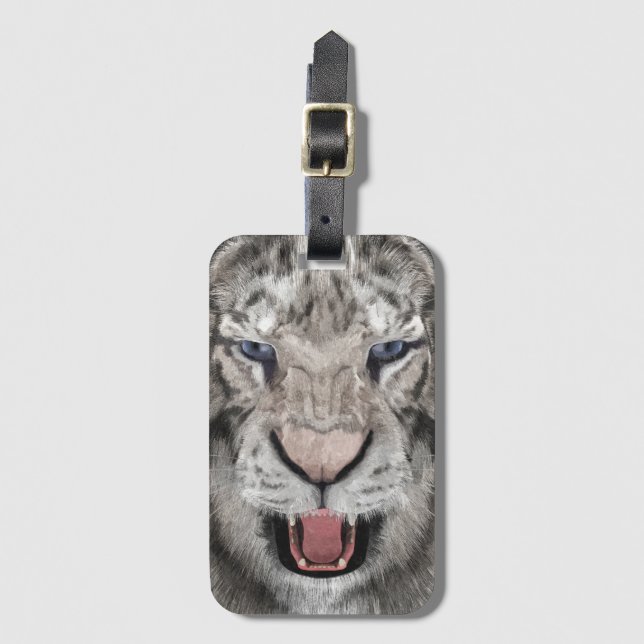 Étiquette À Bagage White Tiger Head  (Devant Vertical)