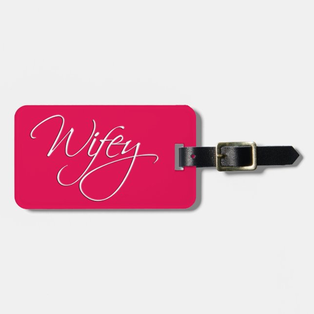 Étiquette À Bagage Wifey Calligraphy Arrière - plan modifiable (Devant horizontal)