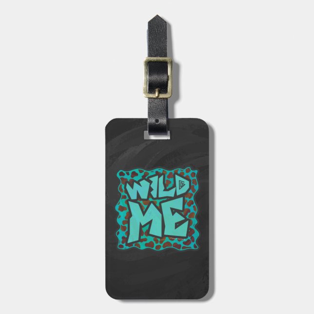 Étiquette À Bagage Wild me Dalmatien Conception Brown et Turquoise (Devant Vertical)