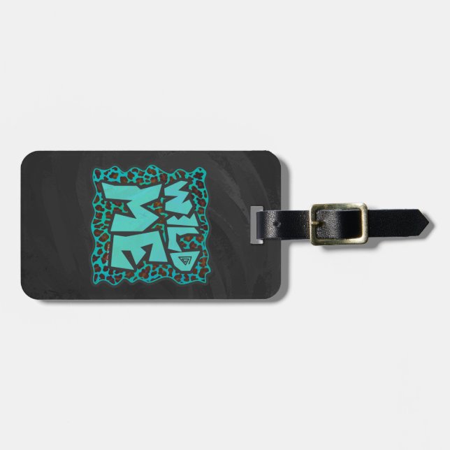 Étiquette À Bagage Wild Me Design léopard Brown et Turquoise (Devant horizontal)