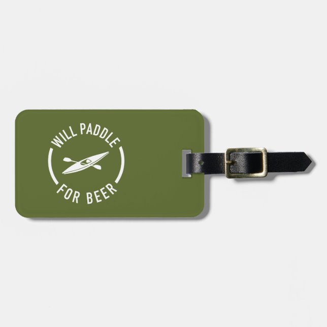 Étiquette À Bagage Will Paddle for Beer (Devant horizontal)