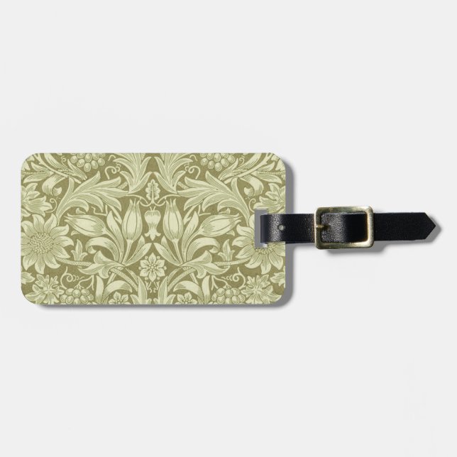Étiquette À Bagage William Morris Fleur verte tournesol (Devant horizontal)