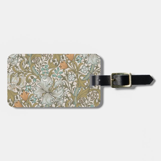 Étiquette À Bagage William Morris Golden Lily Blue Gold Classic (Devant horizontal)