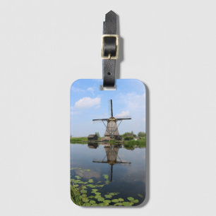 Étiquette À Bagage Windmill Kinderdijk Summer Holland Dutch Photo