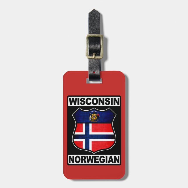 Étiquette À Bagage Wisconsin Norwegian American Luggage Modèle de bal (Devant Vertical)