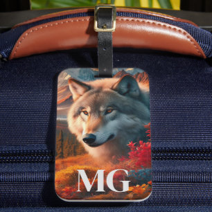 Étiquette À Bagage Wolf à l'identification du coucher du soleil