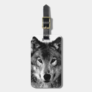 Étiquette À Bagage Wolf Black & White Pop Art