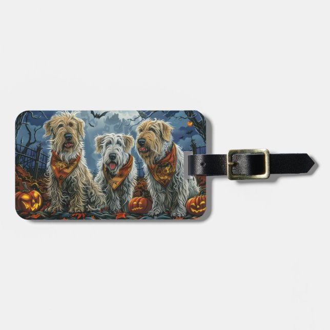 Étiquette À Bagage Wolfhound Halloween Éffrayant (Devant horizontal)