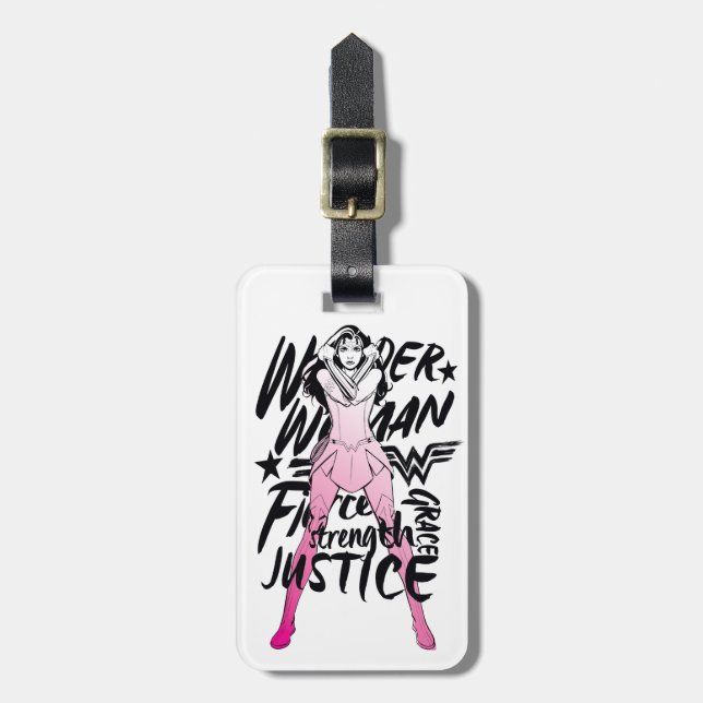 Étiquette À Bagage Wonder Woman Brush Typography Art (Devant Vertical)