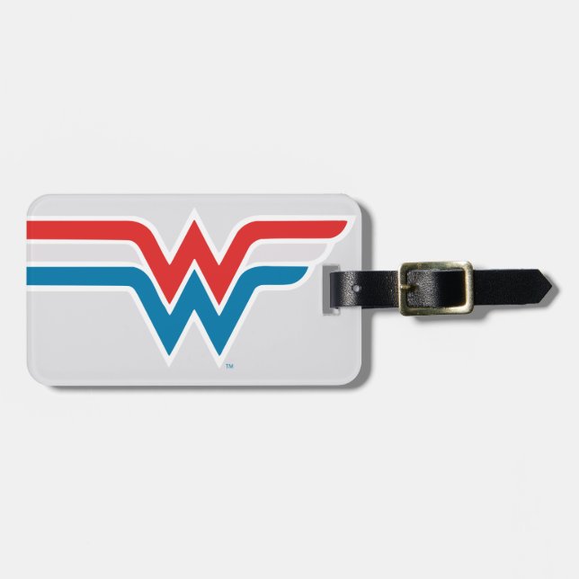 Étiquette À Bagage Wonder Woman logo rouge blanc et bleu (Devant horizontal)