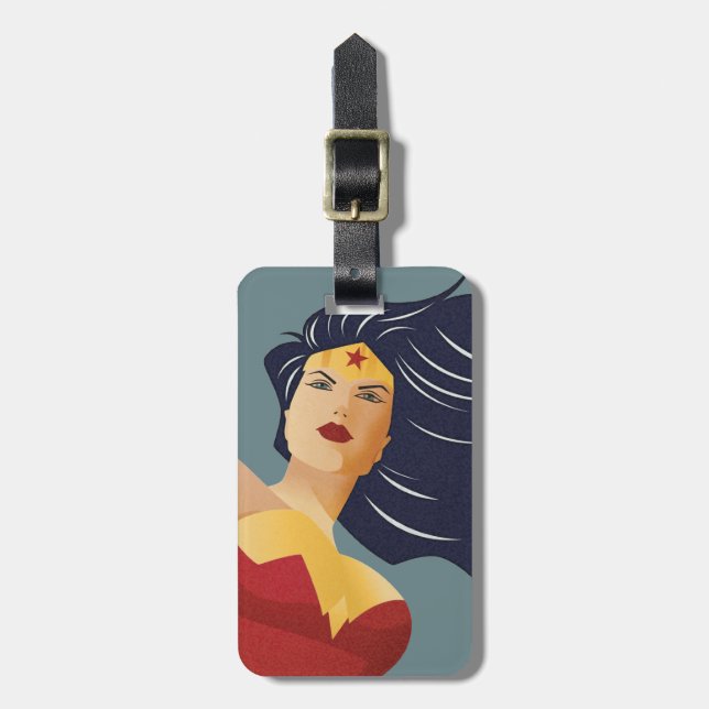 Étiquette À Bagage Wonder Woman Retro City Sunburst (Devant Vertical)