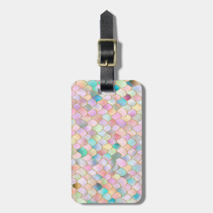 Étiquette À Bagage Wonky Trendy Rainbow Girl Metal Mermaid Scales