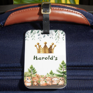 Étiquette À Bagage Woodland Kingdom Forest Animaux Baby Boy
