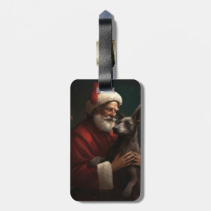 Étiquette À Bagage Xoloitzcuintli avec Noël Festif du Père Noël