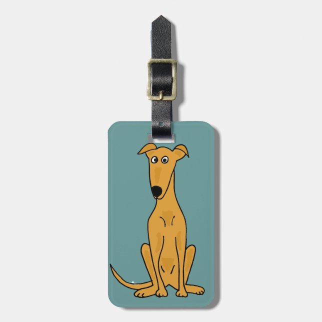 Étiquette À Bagage XX bande dessinée drôle de chien de lévrier (Devant Vertical)