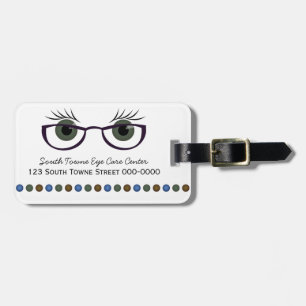 Étiquette À Bagage Yeux verts et lunettes