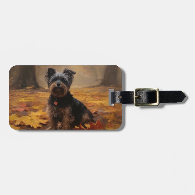 Étiquette À Bagage Yorkipoo à l'automne Feuilles automne Inspire (Devant horizontal)