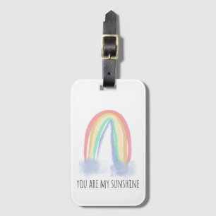 Étiquette À Bagage You are my sunshine watercolor painted rainbow