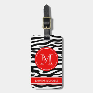 Étiquette À Bagage Zebra rayures nom personnalisé monogramme
