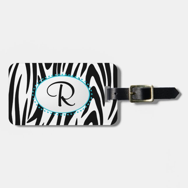 Étiquette À Bagage Zebra Stripe Monogramme (Devant horizontal)