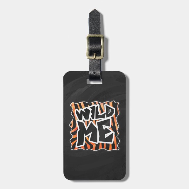 Étiquette À Bagage Zèbre de Black et Orange Wild Me (Devant Vertical)