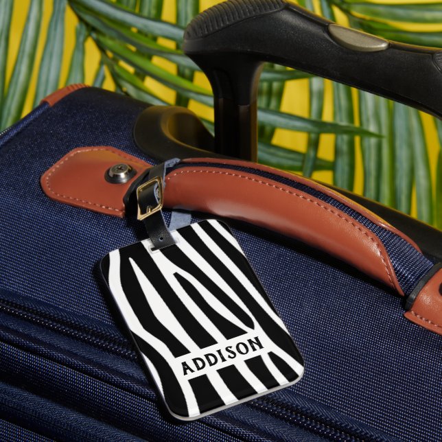 Étiquette À Bagage Zèbre moderne rayé personnalisé (Insitu Rectoal 1)
