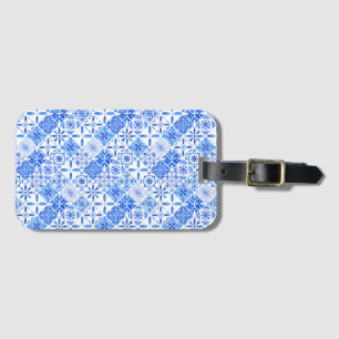 Étiquette À Bagage Zellige à motif bleu et blanc   Azulego Lifesty