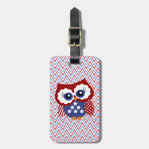 Étiquette À Bagage Zigzag mignon de Chevron et étiquette patriotique
