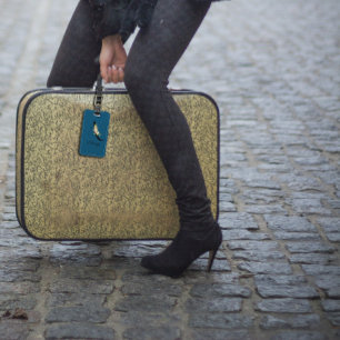 Étiquette à bagages Monogram cobalt watercolor flo