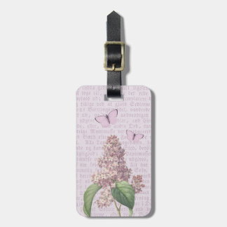 étiquette à bagages vintage floral violet lilas