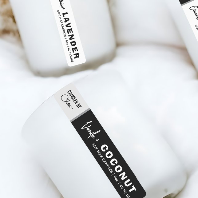 Étiquette à bougie noir et blanc mince (Créateur téléchargé)