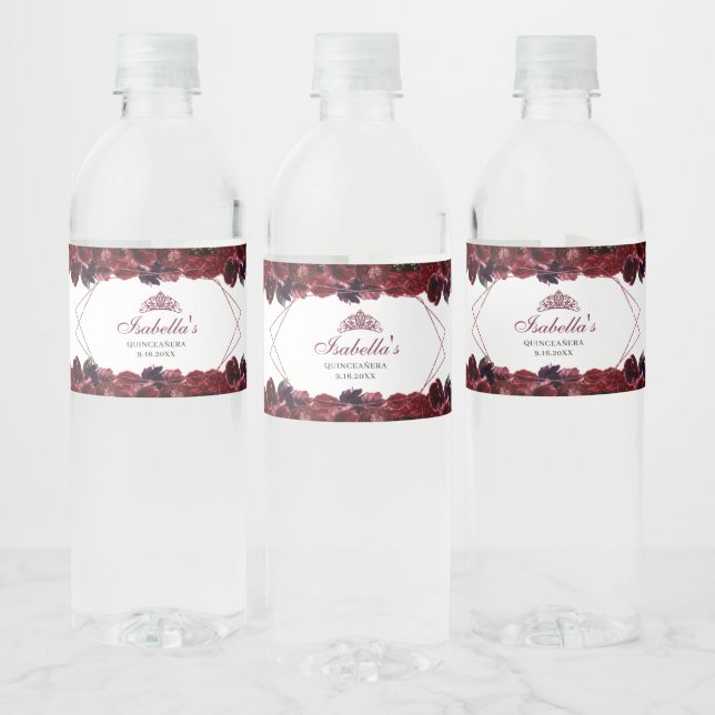 Étiquette à bouteille d'eau de la Quinceanera de B (Bouteilles)