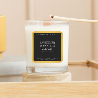 Étiquette à chandelles noir et or de luxe