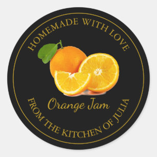 Étiquette à confiture orange maison   Noir
