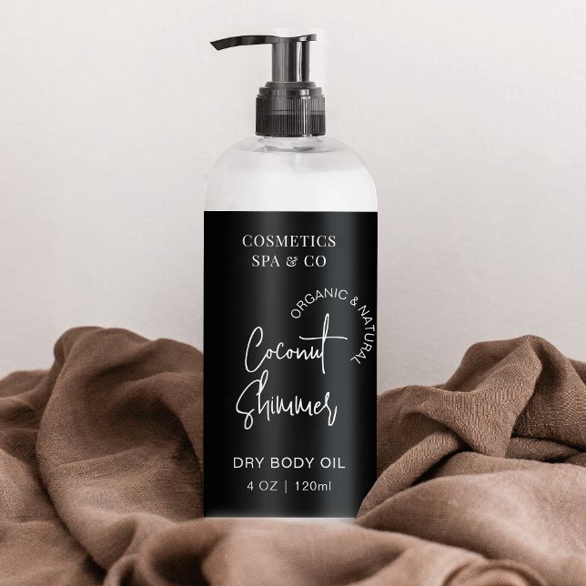 Étiquette à enveloppes pour bouteille cosmétique m (Trendy beauty products packaging labels in black & white, featuring trendy script fonts)