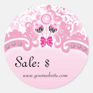 Étiquette à gâteaux Prix Balise Vente Zebra Rose