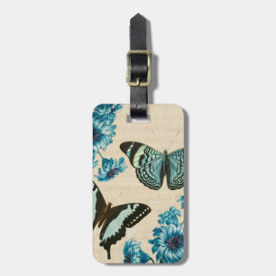 Étiquette à la mode de bagage de papillon de