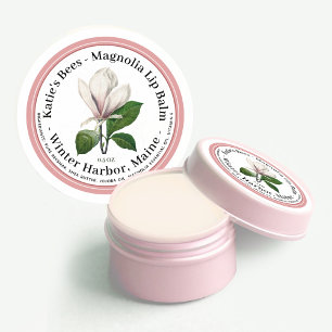 Étiquette à lèvres avec illustration de fleurs ros