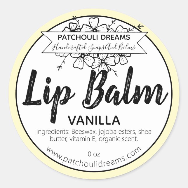 Étiquette à lèvres Vanilla sur mesure (Devant)