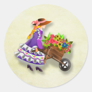 Étiquette à molette de fleurs colorées