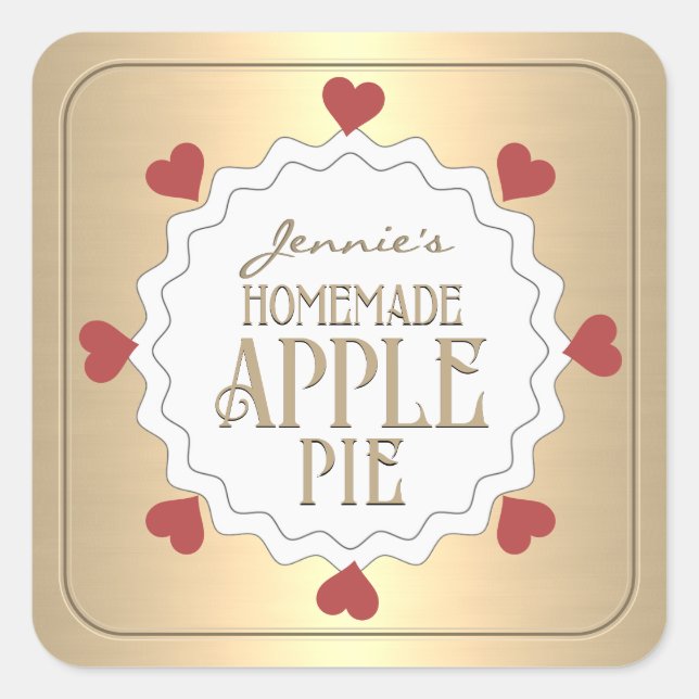 Étiquette à tarte Apple maison personnalisé avec c (Devant)