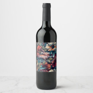 Étiquette à vin à fleurs foncées personnalisable