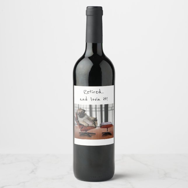 Étiquette à vin de retraite Carlin mignon (Devant)