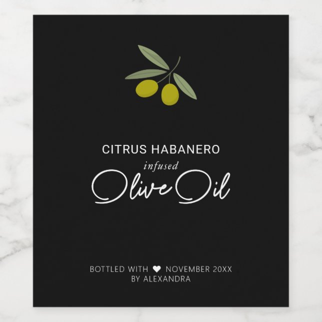Étiquette à vin d'huile d'olive contaminée maison (Étiquettes simples)
