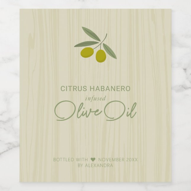 Étiquette à vin d'huile d'olive contaminée maison (Étiquettes simples)