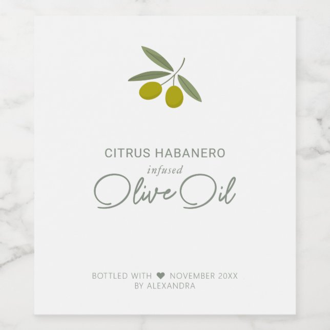 Étiquette à vin d'huile d'olive contaminée maison (Étiquettes simples)